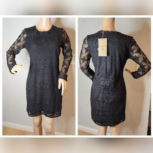 NWT Isabel Marant × H&M black lace mini dress.  Women's Size 2